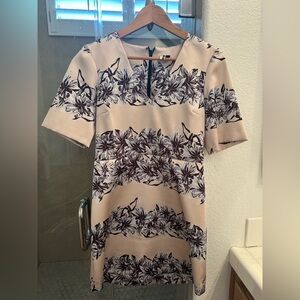 Topshop Beige and Black Floral Mini Dress